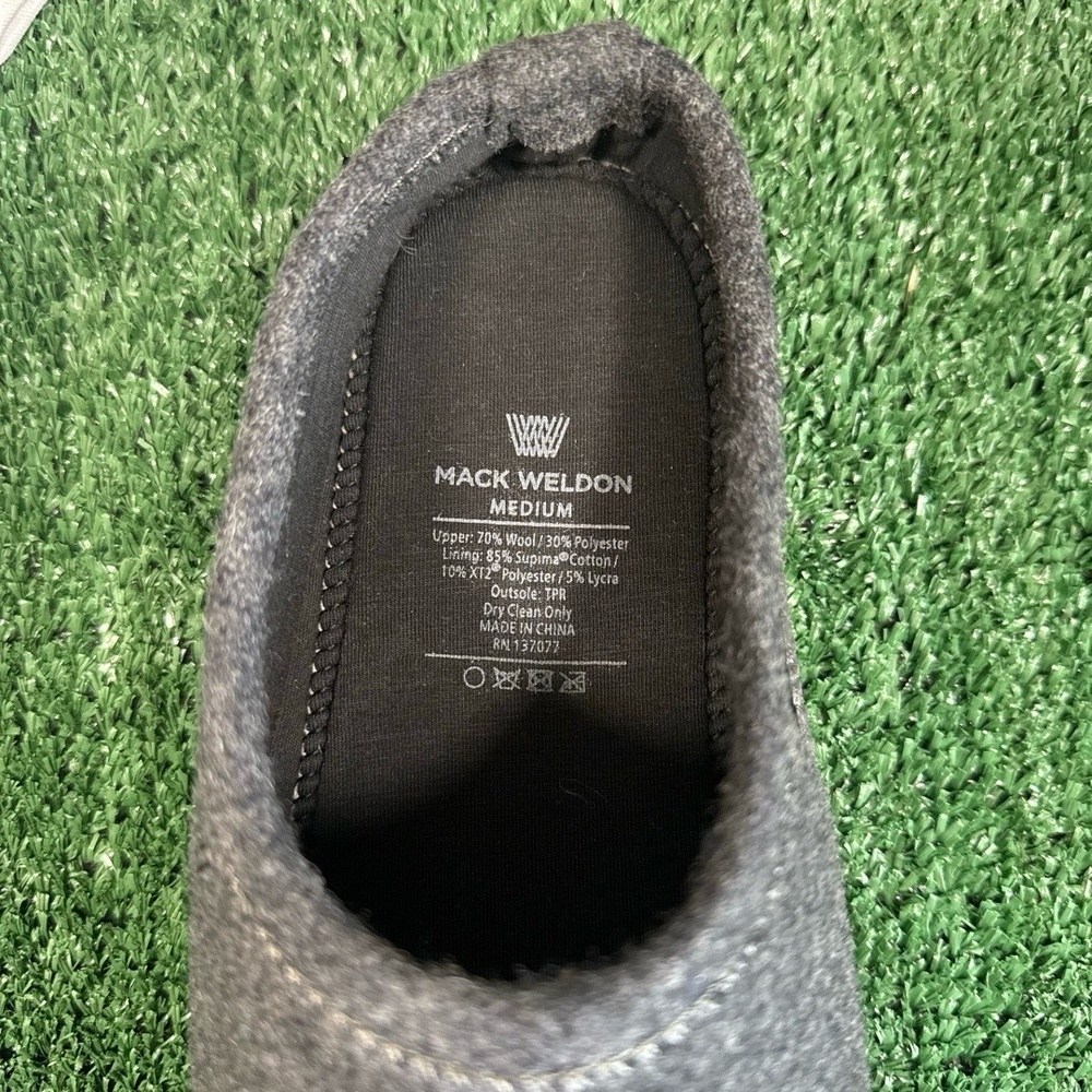 Mack Weldon Men’s House Slippers Charcoal Gray Wool Blend Size Medium - Picture 3 of 4
